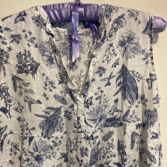 RoseMarine Italian Linen Floral Tiered Dress / L - Picture 1 of 5